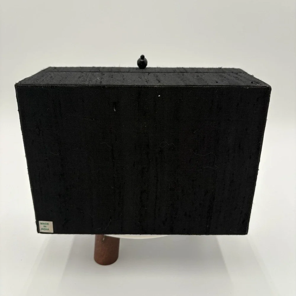 Vintage Handmade In India Black Beaded Jewelry Box 7